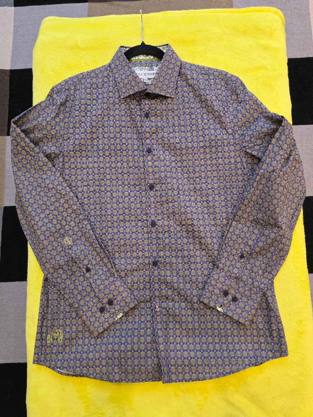 NWT John Lennon English Laundry mens Retro geometric medallion dress shirt in M - Picture 1 of 9